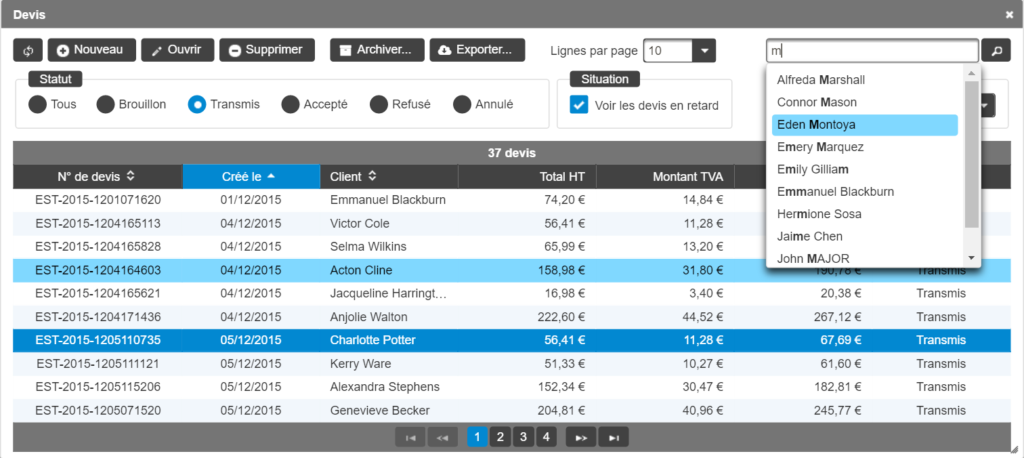 logiciels sur-mesure tableau de données