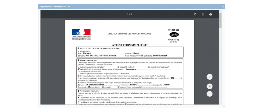 Attestation De Tva Reduite