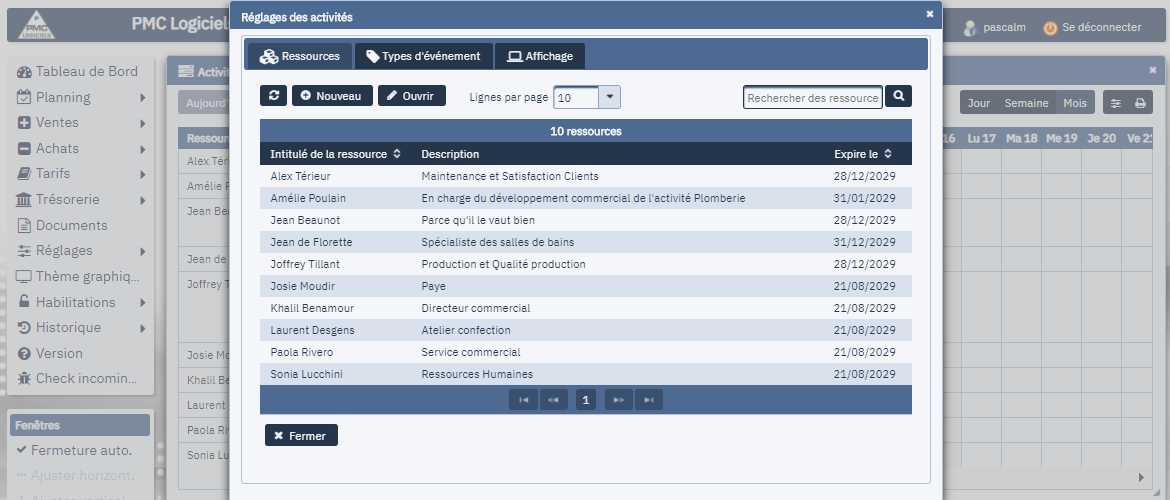 PMC Logiciels - ressources des activités