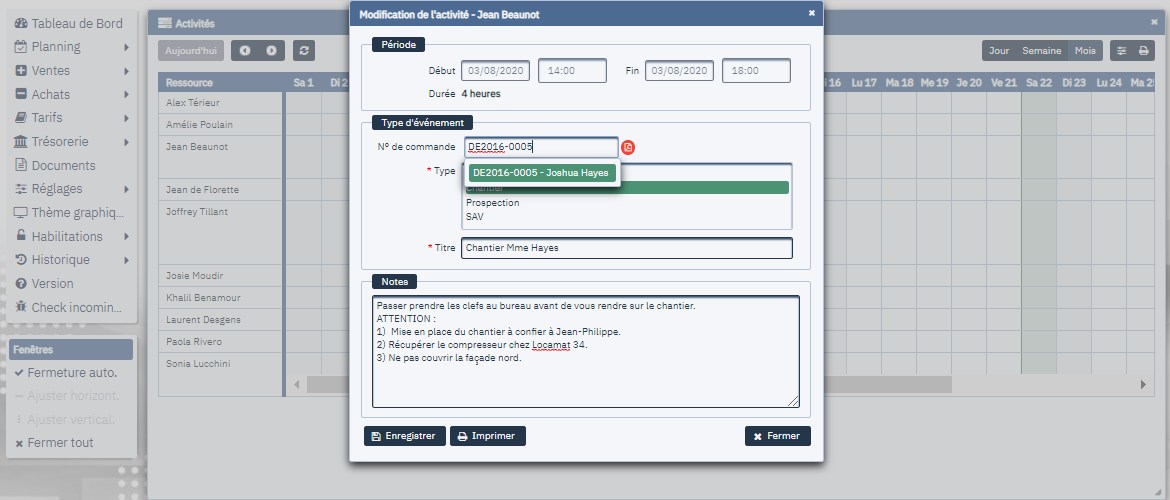 PMC Logiciels - Détail d'une activité